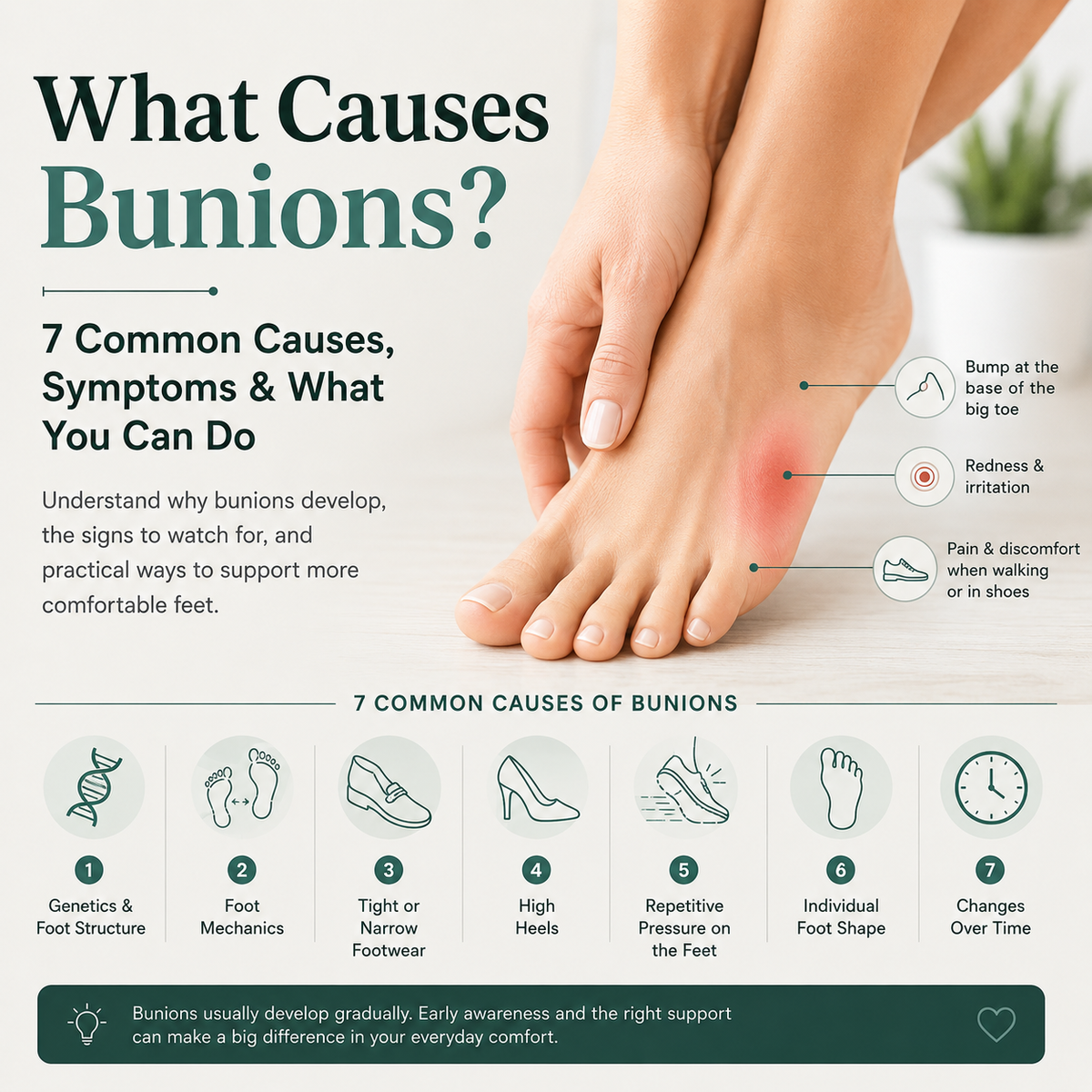 What Causes Bunions? 7 Common Causes, Symptoms & What You Can Do