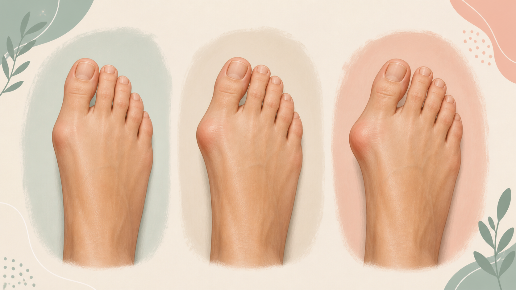 Educational sequence showing increasing big-toe drift without implying inevitable progression