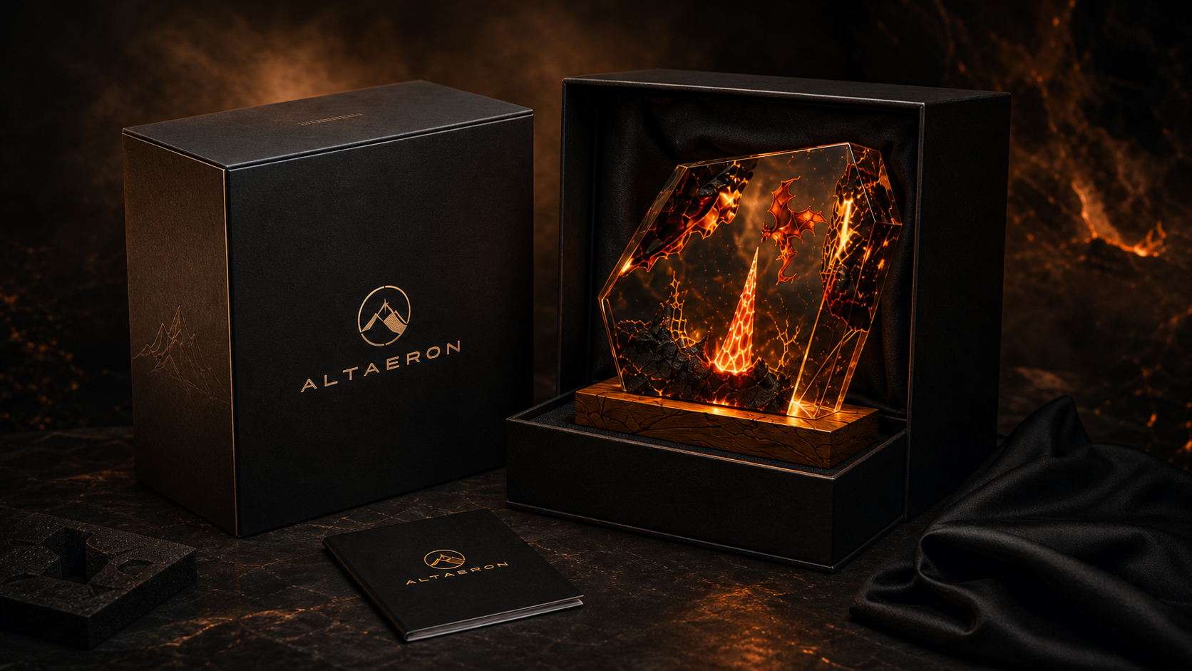 Dragon Flame Lamp in premium Altaeron gift packaging